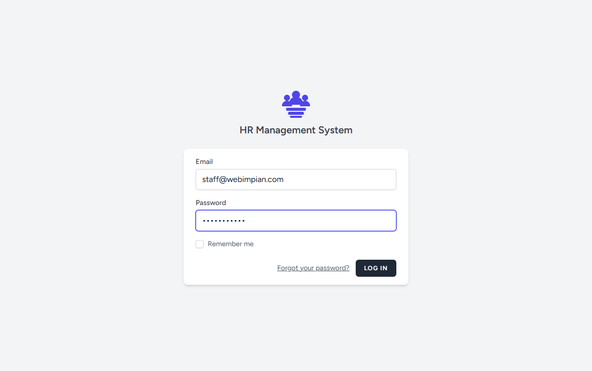 HR Management System website screenshot